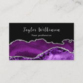 銀エレガントと濃紫の瑪瑙 名刺 (正面)