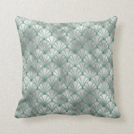 銀エレガントと緑のアールデコ クッション