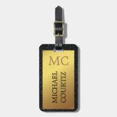 銀エレガントと金ゴールドのモノグラムの荷札 ラゲッジタグ (正面縦)