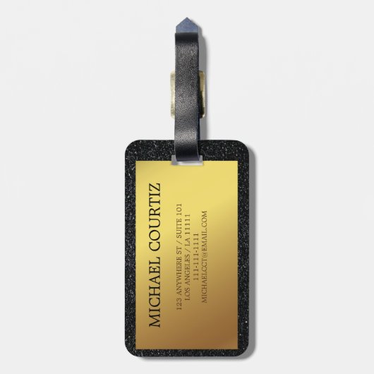 銀エレガントと金ゴールドのモノグラムの荷札 ラゲッジタグ (裏面縦)