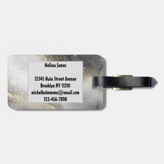 銀エレガントと金ゴールド ラゲッジタグ (裏面横)