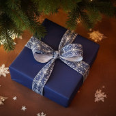 銀エレガントと青の雪片 サテンリボン