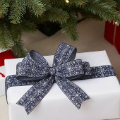 銀エレガントと青の雪片 サテンリボン