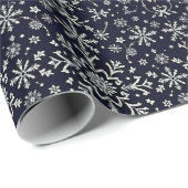 銀エレガントと青の雪片 ラッピングペーパー (ロールコーナー)