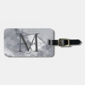 銀エレガントと黒のモノグラーム ラゲッジタグ (正面横)