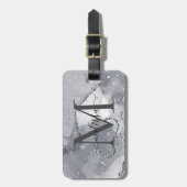 銀エレガントと黒のモノグラーム ラゲッジタグ (正面縦)
