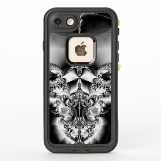 銀エレガントと黒の抽象芸術 LifeProof iPhoneケース (裏面)