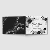 銀エレガントと黒の花大理石 ゲストブック (全面)