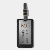 銀エレガントと黒の荷物モノグラムのタグ ラゲッジタグ (正面縦)