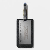 銀エレガントと黒の荷物モノグラムのタグ ラゲッジタグ (裏面縦)