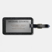 銀エレガントと黒の荷物モノグラムのタグ ラゲッジタグ (裏面横)