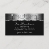 銀エレガントと黒の角の宝石モノグラム 名刺 (裏面)