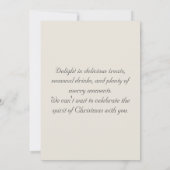 銀エレガントのクリスマスパーティーの弓とキラキラ 招待状 (裏面)