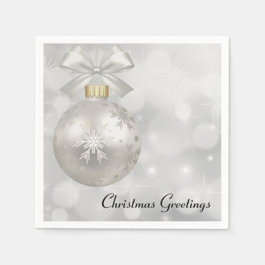 銀エレガントのクリスマスボールオン《写真》ぼけ味 スタンダードカクテルナプキン (正面)