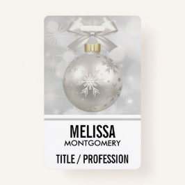 銀エレガントのクリスマスボールオン《写真》ぼけ味 バッジ