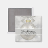 銀エレガントのクリスマスボールオン《写真》ぼけ味 マグネット (正面/裏面)