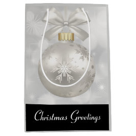銀エレガントのクリスマスボールオン《写真》ぼけ味 ミディアムペーパーバッグ