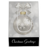 銀エレガントのクリスマスボールオン《写真》ぼけ味 ミディアムペーパーバッグ (裏面)