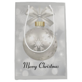 銀エレガントのクリスマスボールオン《写真》ぼけ味 ミディアムペーパーバッグ