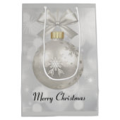 銀エレガントのクリスマスボールオン《写真》ぼけ味 ミディアムペーパーバッグ (裏面)