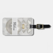 銀エレガントのクリスマスボールオン《写真》ぼけ味 ラゲッジタグ (正面横)