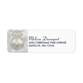 銀エレガントのクリスマスボールオン《写真》ぼけ味 ラベル
