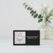 銀エレガントのクリスマスボールオン《写真》ぼけ味 名刺 (スタンド正面)