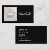 銀エレガントのクリスマスボールオン《写真》ぼけ味 名刺 (正面/裏面)