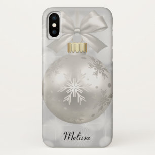 銀エレガントのクリスマスボールオン《写真》ぼけ味 iPhone X ケース