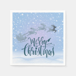 銀エレガントのクリスマス スタンダードカクテルナプキン