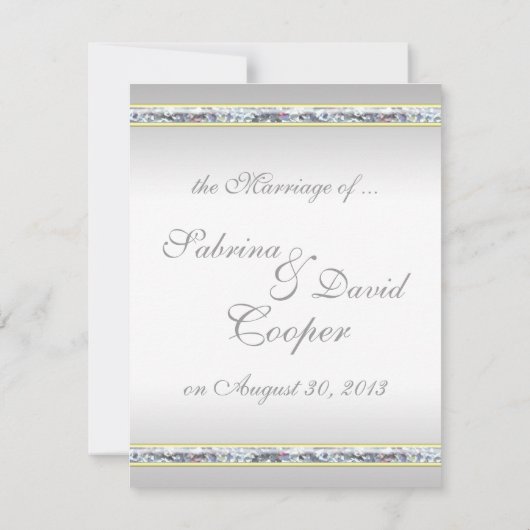 銀エレガントのダマスクとピンクのローズ結婚ズ 招待状 (裏面)