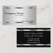 銀エレガントのメタリックルック 名刺 (正面/裏面)