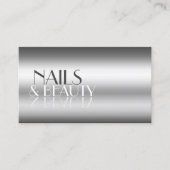 銀エレガントのモダン鏡文字(写真付) 名刺 (正面)