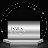 銀エレガントのモダン鏡文字(写真付) 名刺