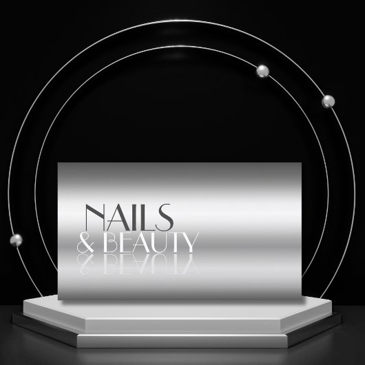 銀エレガントのモダン鏡文字(写真付) 名刺