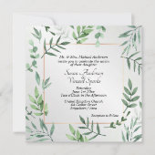 銀エレガントの動植物Touch結婚 招待状 (正面)