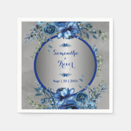 銀エレガントの結婚花 スタンダードカクテルナプキン