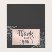 銀エレガントの花が輝くサンキューカード 名刺 (外部フラット)