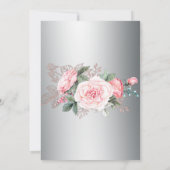 銀エレガントの赤ちゃんシャワーにピンクのバラ 招待状 (裏面)