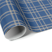 銀エレガントアクセント付きブループレイドのクリスマス – ラッピングペーパー (ロールコーナー)