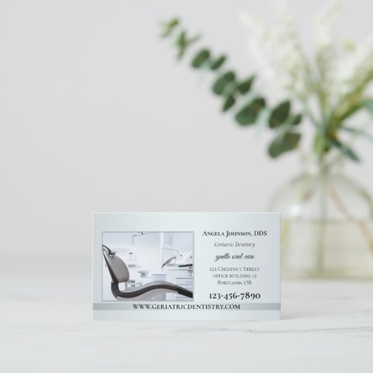 銀エレガントカスタム写真歯科医用名刺 名刺 (スタンド正面)