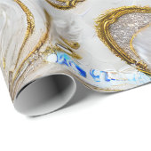 銀エレガントカラフル色の黄金の羽 ラッピングペーパー (ロールコーナー)