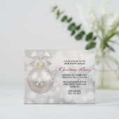 銀エレガントクリスマスボールパーティー招待状 ポストカード (スタンド正面)