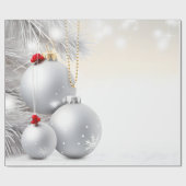 銀エレガントクリスマスボール枝の休日 ラッピングペーパー (フラット)
