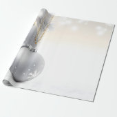 銀エレガントクリスマスボール枝の休日 ラッピングペーパー (アンロールド)