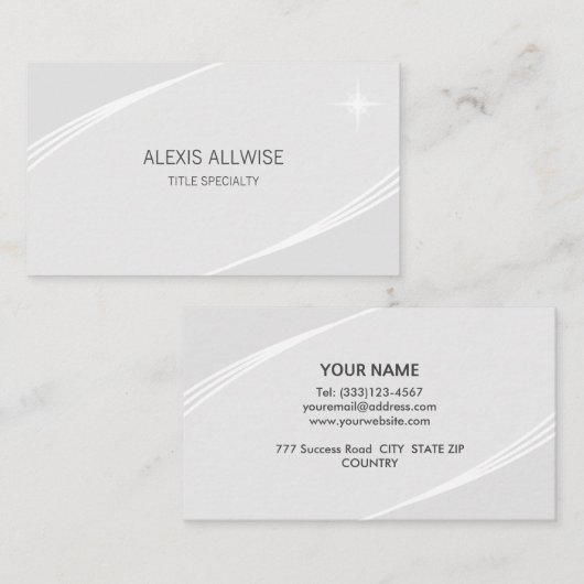 銀エレガントグモダンレイ&ホワイト 名刺 (正面/裏面)