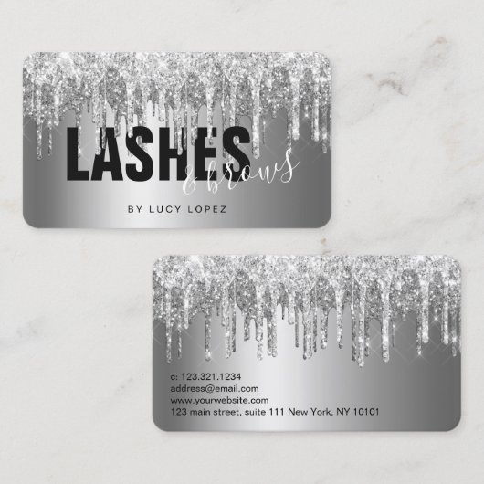 銀エレガントグリッターの点滅点滅点滅点眼点眼点眼点眼点眼点眼点眼点眼点眼点眼点  名刺 (正面/裏面)