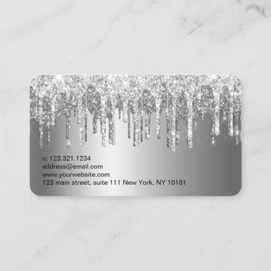 銀エレガントグリッターの点滅点滅点滅点眼点眼点眼点眼点眼点眼点眼点眼点眼点眼点  名刺 (裏面)