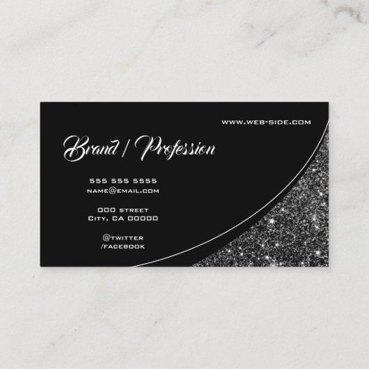 銀エレガントグリッターの目玉ファッション 名刺 (裏面)