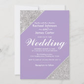 銀エレガントグリッターオンモダンラベンダー 招待状 (正面)